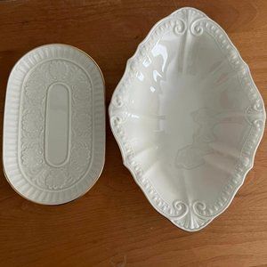 2 Vintage Lenox serving bowl and small Oval Plate